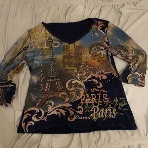vintage paris graphic 3/4 sleeve shirt
